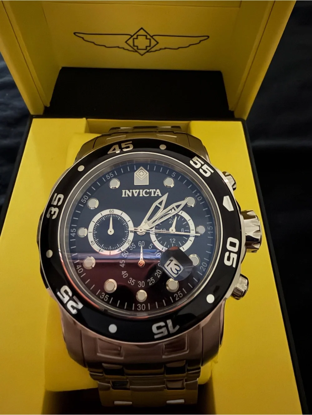 Invicta Men's Stainless Steel Chronograph Watch - Black & Silver